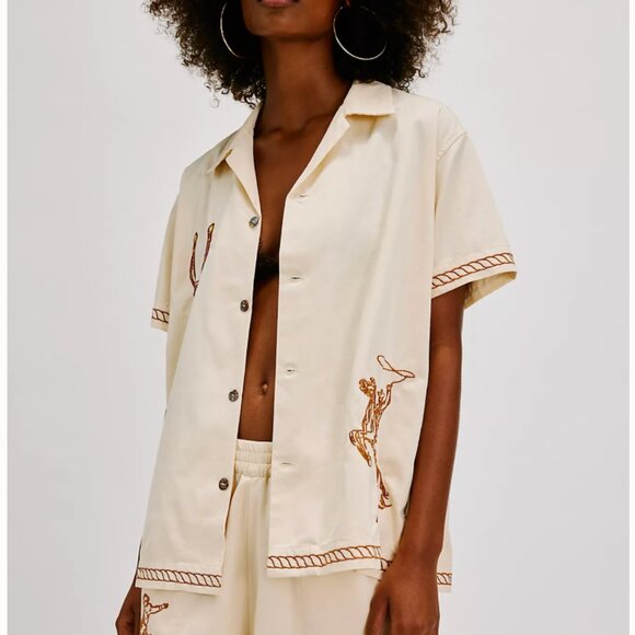 Free People The Tales Yeehaw Embroidered Cowboy Shirt 🤠 - Picture 6 of 12